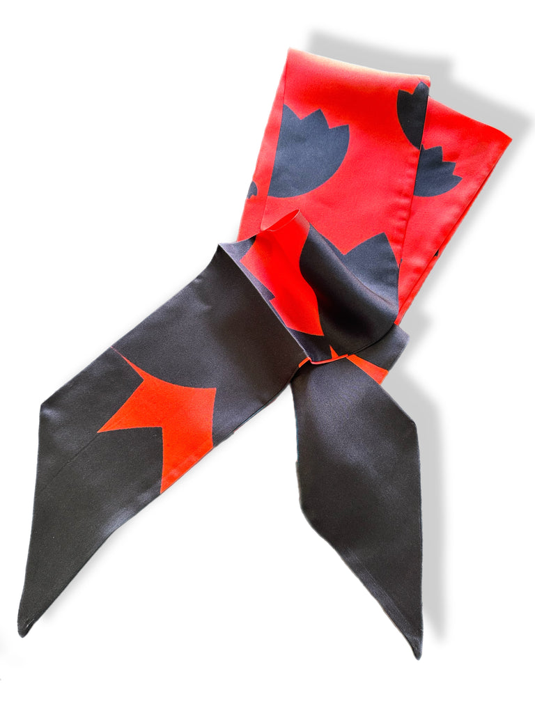 Silk Sash: Red/Black Tulip