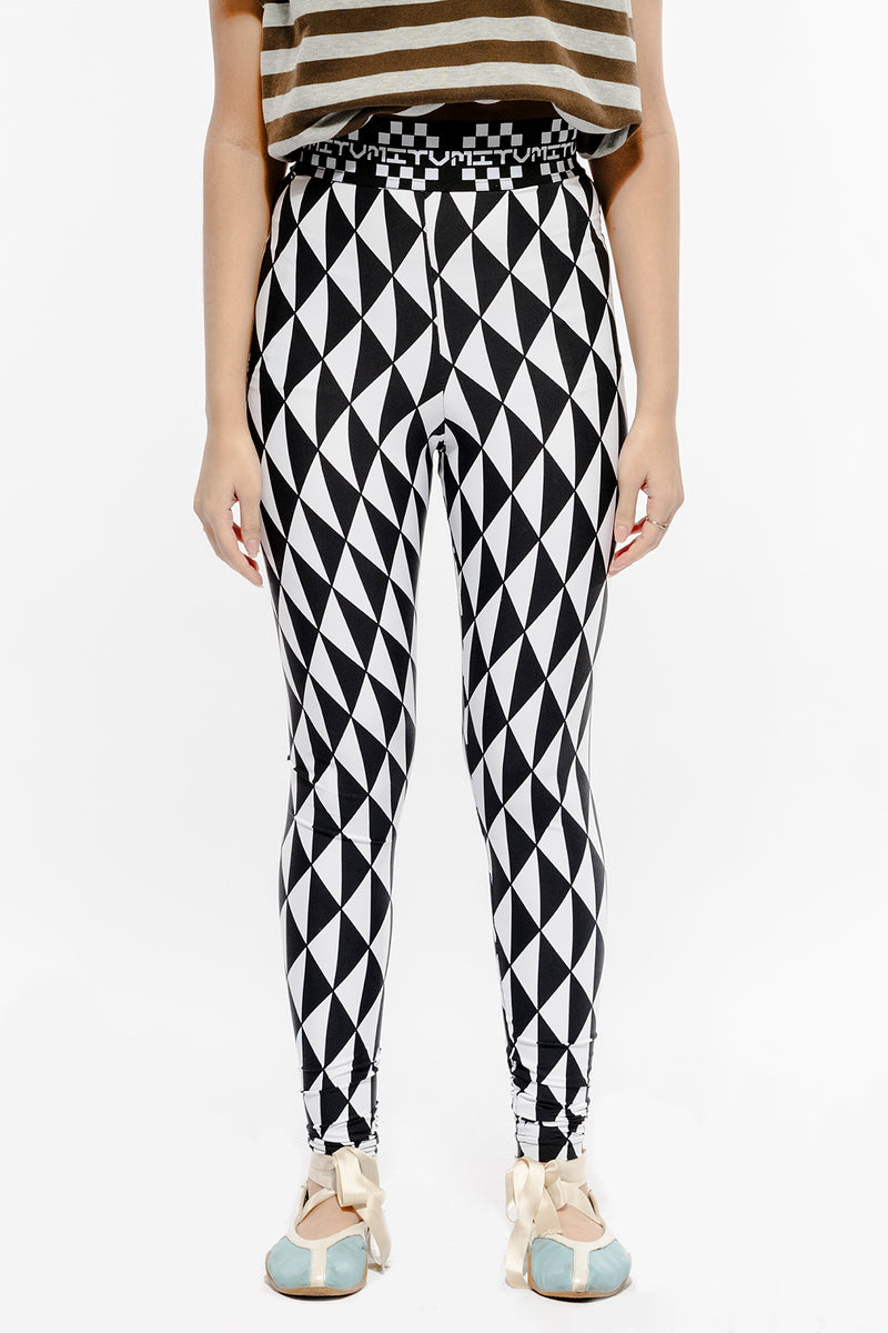 Leggings: Black/White Geometrical